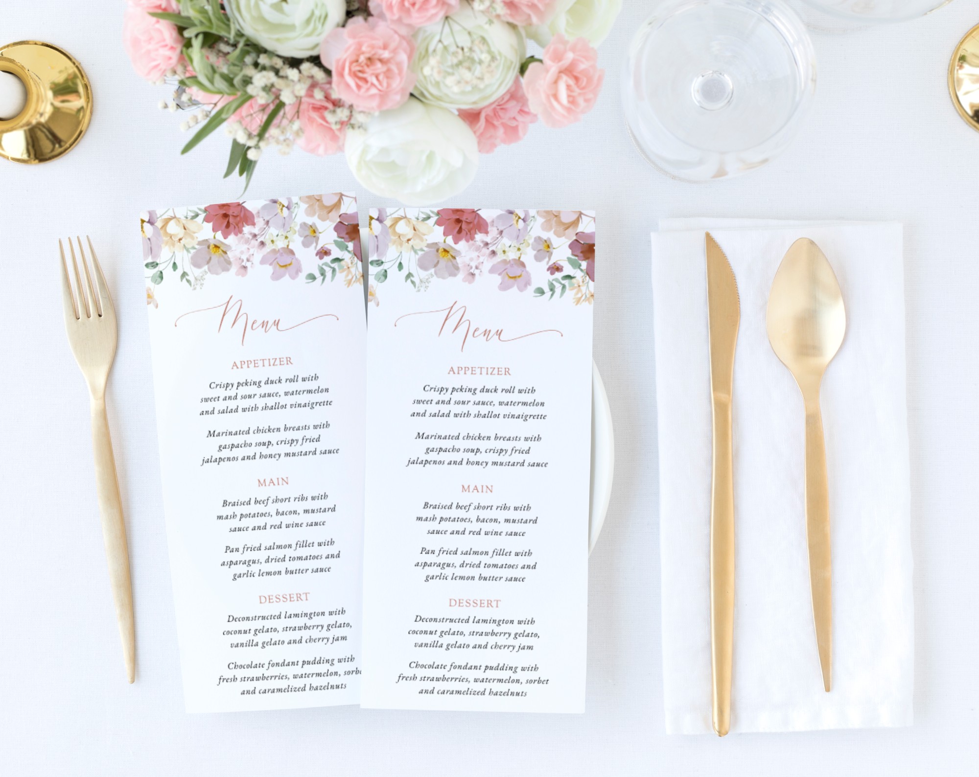 Colorful Flowers Wedding Menu, Wedding Stationery, Printable File, Edit Yourself, SH131