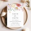 Colorful Flowers Save the Date, Wedding Stationery, Printable File, Edit Yourself, SH131