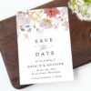 Colorful Flowers Save the Date, Wedding Stationery, Printable File, Edit Yourself, SH131