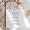 Colorful Flowers Save the Date, Wedding Stationery, Printable File, Edit Yourself, SH131