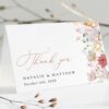Colorful Flowers Thank You Card, Wedding Stationery, Printable File, Edit Yourself, SH131
