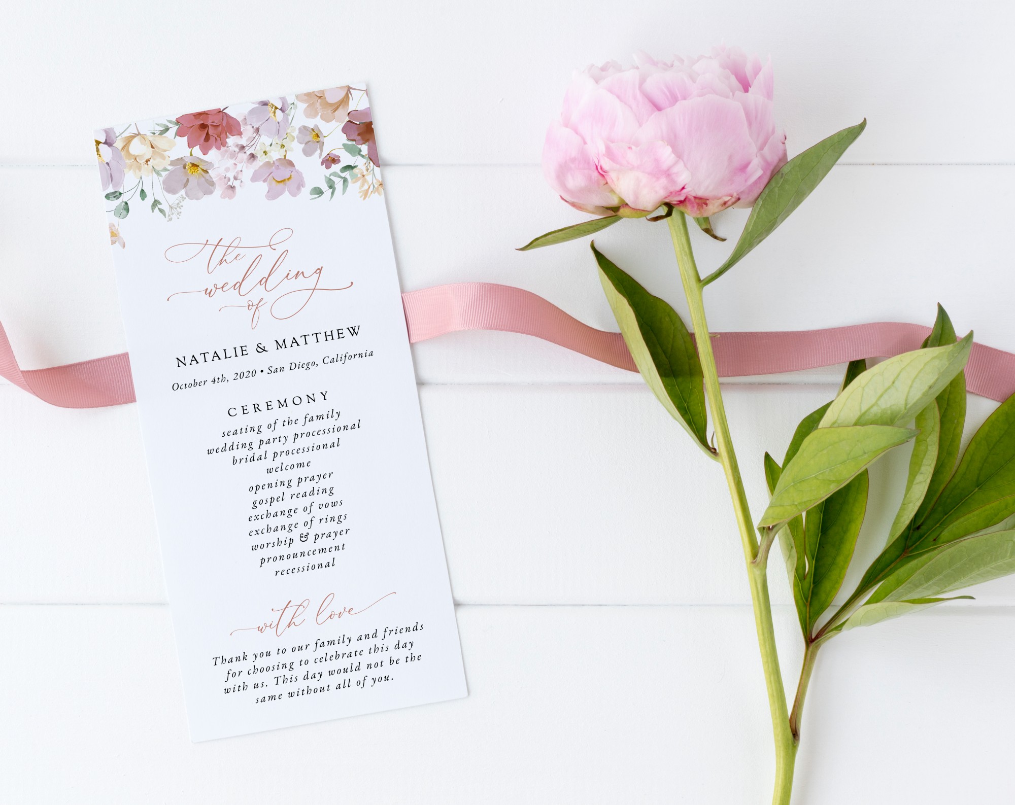Colorful Flowers Wedding Program, Wedding Stationery, Printable File, Edit Yourself, SH131