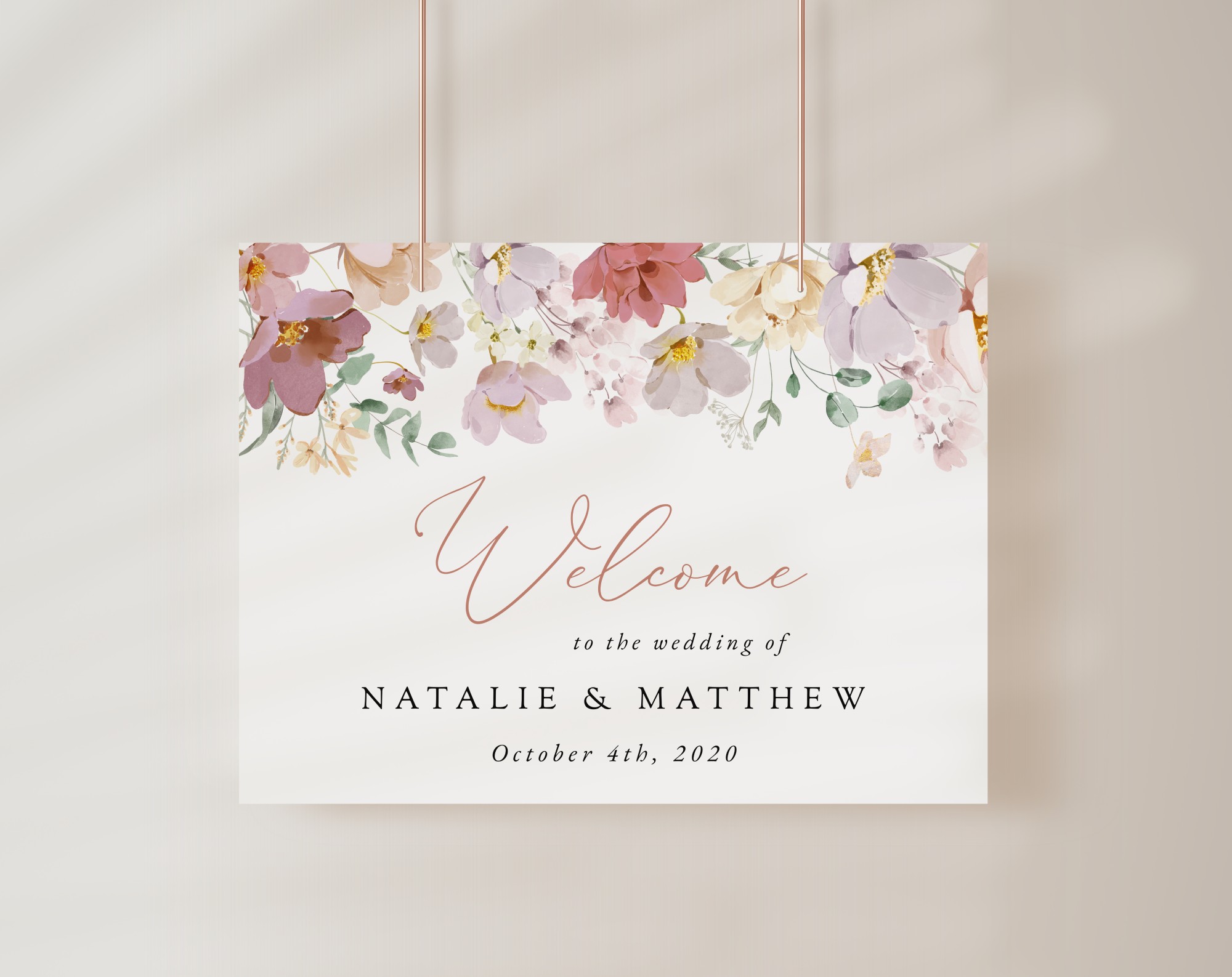 Colorful Flowers Welcome Sign, Wedding Sign, Printable File, Edit Yourself, SH131 Colorful Flowers Welcome Sign, Wedding Sign, Printable File, Edit Yourself, SH131