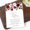 Burgundy, Purple and Blush Flowers Wedding Invitation, Wedding Stationery, Printable File, Edit Yourself, SH132