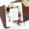 Burgundy, Purple and Blush Flowers Wedding Invite, Wedding Stationery, Printable File, Edit Yourself, SH132