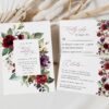 Burgundy, Purple and Blush Flowers Wedding Invitation Set, Wedding Stationery, Printable File, Edit Yourself, SH132