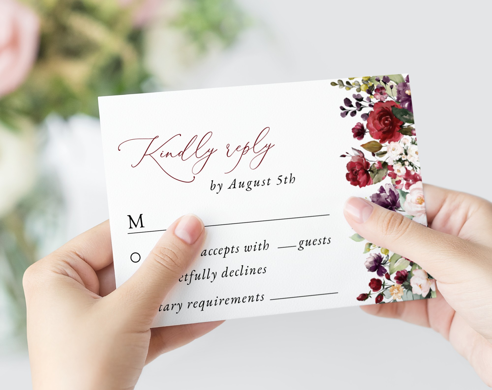 Burgundy, Purple and Blush Flowers Wedding Invitation Suite, Wedding Stationery, Printable File, Edit Yourself, SH132 Burgundy, Purple and Blush Flowers Wedding Invitation Suite, Wedding Stationery, Printable File, Edit Yourself, SH132