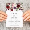 Burgundy, Purple and Blush Flowers Save the Date, Wedding Stationery, Printable File, Edit Yourself, SH132