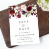 Burgundy, Purple and Blush Flowers Save the Date, Wedding Stationery, Printable File, Edit Yourself, SH132