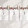 Burgundy, Purple and Blush Flowers Seating Cards, Wedding Stationery, Printable File, Edit Yourself, SH132