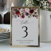 Burgundy, Purple and Blush Flowers Table Number Sign, Wedding Sign, Printable File, Edit Yourself, SH132