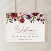Burgundy, Purple and Blush Flowers Welcome Sign, Wedding Sign, Printable File, Edit Yourself, SH132
