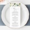 Cream White Flowers Wedding Menu, Wedding Stationery, Printable File, Edit Yourself, SH133
