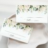 Cream White Flowers Place Card, Wedding Stationery, Printable File, Edit Yourself, SH133