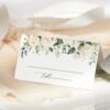 Cream White Flowers Place Card, Wedding Stationery, Printable File, Edit Yourself, SH133