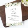 Cream White Flowers Save the Date, Wedding Stationery, Printable File, Edit Yourself, SH133