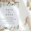 Cream White Flowers Save the Date, Wedding Stationery, Printable File, Edit Yourself, SH133