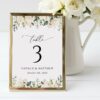 Cream White Flowers Table Number Sign, Wedding Sign, Printable File, Edit Yourself, SH133