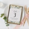 Cream White Flowers Table Number Sign, Wedding Sign, Printable File, Edit Yourself, SH133