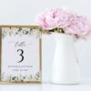 Cream White Flowers Table Number Sign, Wedding Sign, Printable File, Edit Yourself, SH133