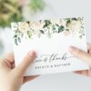 Cream White Flowers Thank You Card, Wedding Stationery, Printable File, Edit Yourself, SH133