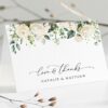 Cream White Flowers Thank You Card, Wedding Stationery, Printable File, Edit Yourself, SH133