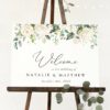 Cream White Flowers Welcome Sign, Wedding Sign, Printable File, Edit Yourself, SH133