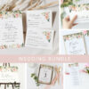 Pink, Orange and White Flowers Wedding Bundle, Printable File, Edit Yourself, SH134