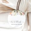 Pink, Orange and White Flowers Favor Tags, Wedding Gift Tags, Printable File, Edit Yourself, SH134