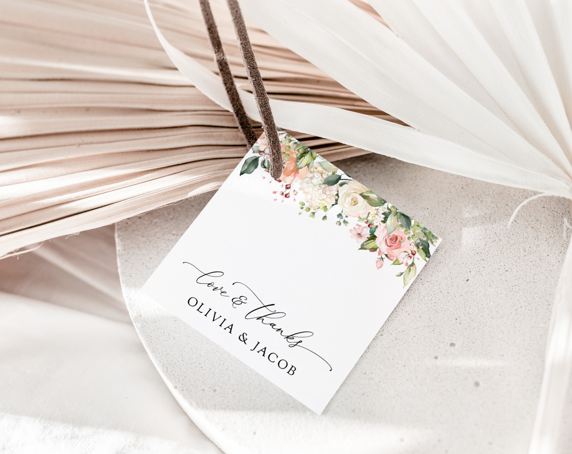 Pink, Orange and White Flowers Favor Tags, Wedding Gift Tags, Printable File, Edit Yourself, SH134