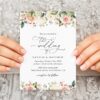 Pink, Orange and White Flowers Wedding Invitation, Wedding Stationery, Printable File, Edit Yourself, SH134