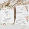 Pink, Orange and White Flowers Wedding Invitation Suite, Wedding Stationery, Printable File, Edit Yourself, SH134