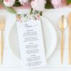 Pink, Orange and White Flowers Wedding Menu, Wedding Stationery, Printable File, Edit Yourself, SH134