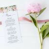Pink, Orange and White Flowers Wedding Menu, Wedding Stationery, Printable File, Edit Yourself, SH134