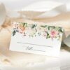 Pink, Orange and White Flowers Place Card, Wedding Stationery, Printable File, Edit Yourself, SH134