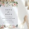 Pink, Orange and White Flowers Save the Date, Wedding Stationery, Printable File, Edit Yourself, SH134