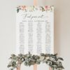 Pink, Orange and White Flowers Seating Chart, Wedding Sign, Printable File, Edit Yourself, SH134
