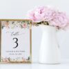 Pink, Orange and White Flowers Table Number Sign, Wedding Sign, Printable File, Edit Yourself, SH134