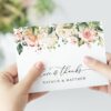 Pink, Orange and White Flowers Thank You Card, Wedding Stationery, Printable File, Edit Yourself, SH134