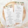 Pink, Orange and White Flowers Wedding Program, Wedding Stationery, Printable File, Edit Yourself, SH134