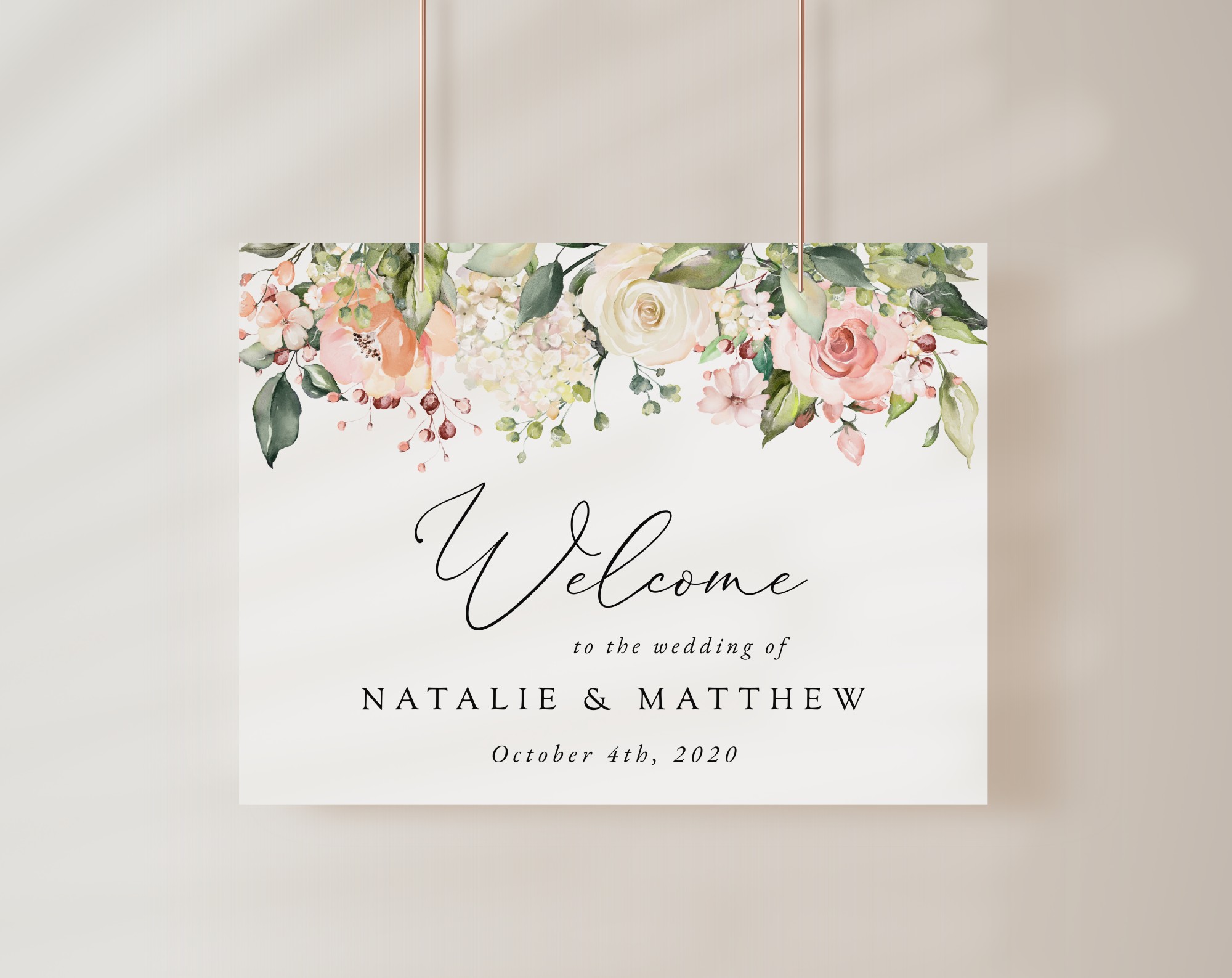 Pink, Orange and White Flowers Welcome Sign, Wedding Sign, Printable File, Edit Yourself, SH134 Pink, Orange and White Flowers Welcome Sign, Wedding Sign, Printable File, Edit Yourself, SH134