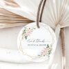 Pink Flowers and Gold Confetti Favor Tags, Wedding Gift Tags, Printable File, Edit Yourself, SH135