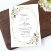 Pink Flowers and Gold Confetti Wedding Invitation, Wedding Stationery, Printable File, Edit Yourself, SH135 Pink Flowers and Gold Confetti Wedding Invitation, Wedding Stationery, Printable File, Edit Yourself, SH135