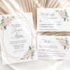 Pink Flowers and Gold Confetti Wedding Invitation Suite, Wedding Stationery, Printable File, Edit Yourself, SH135 Pink Flowers and Gold Confetti Wedding Invitation Suite, Wedding Stationery, Printable File, Edit Yourself, SH135