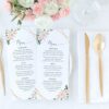Pink Flowers and Gold Confetti Wedding Menu, Wedding Stationery, Printable File, Edit Yourself, SH135