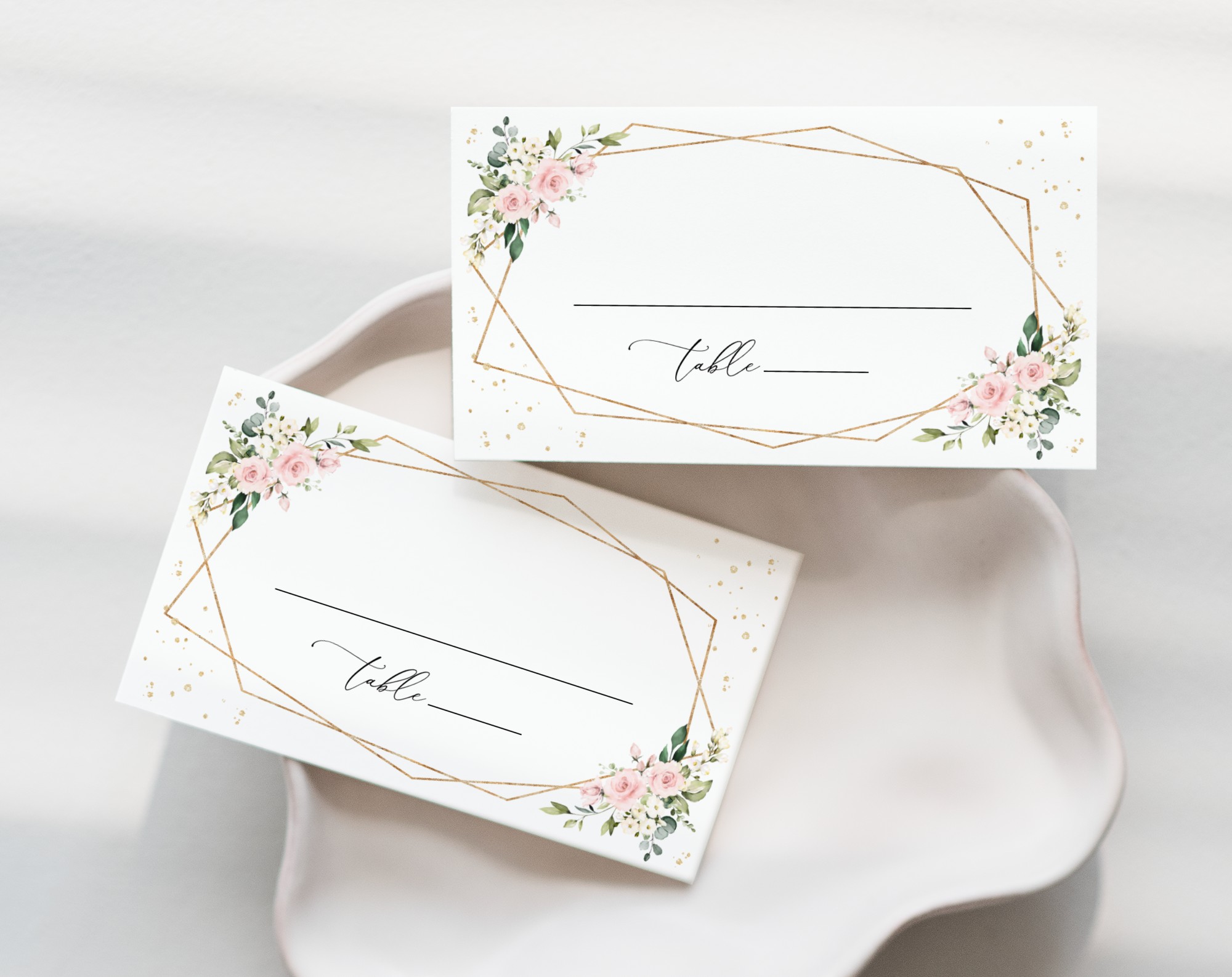 Pink Flowers and Gold Confetti Place Card, Wedding Stationery, Printable File, Edit Yourself, SH135 Pink Flowers and Gold Confetti Place Card, Wedding Stationery, Printable File, Edit Yourself, SH135
