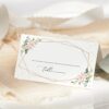 Pink Flowers and Gold Confetti Place Card, Wedding Stationery, Printable File, Edit Yourself, SH135