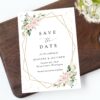 Pink Flowers and Gold Confetti Save the Date, Wedding Stationery, Printable File, Edit Yourself, SH135 Pink Flowers and Gold Confetti Save the Date, Wedding Stationery, Printable File, Edit Yourself, SH135
