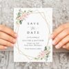 Pink Flowers and Gold Confetti Save the Date, Wedding Stationery, Printable File, Edit Yourself, SH135 Pink Flowers and Gold Confetti Save the Date, Wedding Stationery, Printable File, Edit Yourself, SH135