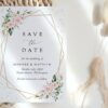 Pink Flowers and Gold Confetti Save the Date, Wedding Stationery, Printable File, Edit Yourself, SH135 Pink Flowers and Gold Confetti Save the Date, Wedding Stationery, Printable File, Edit Yourself, SH135